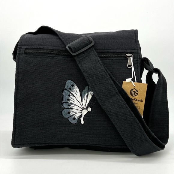 Messenger Bag With Butterfly Embroidery - Picture 12 of 12